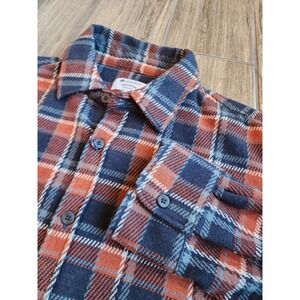 Sperry Premium Apparel Men's Plaid Flannel Navy Orange Stretch Shirt Size M NWT